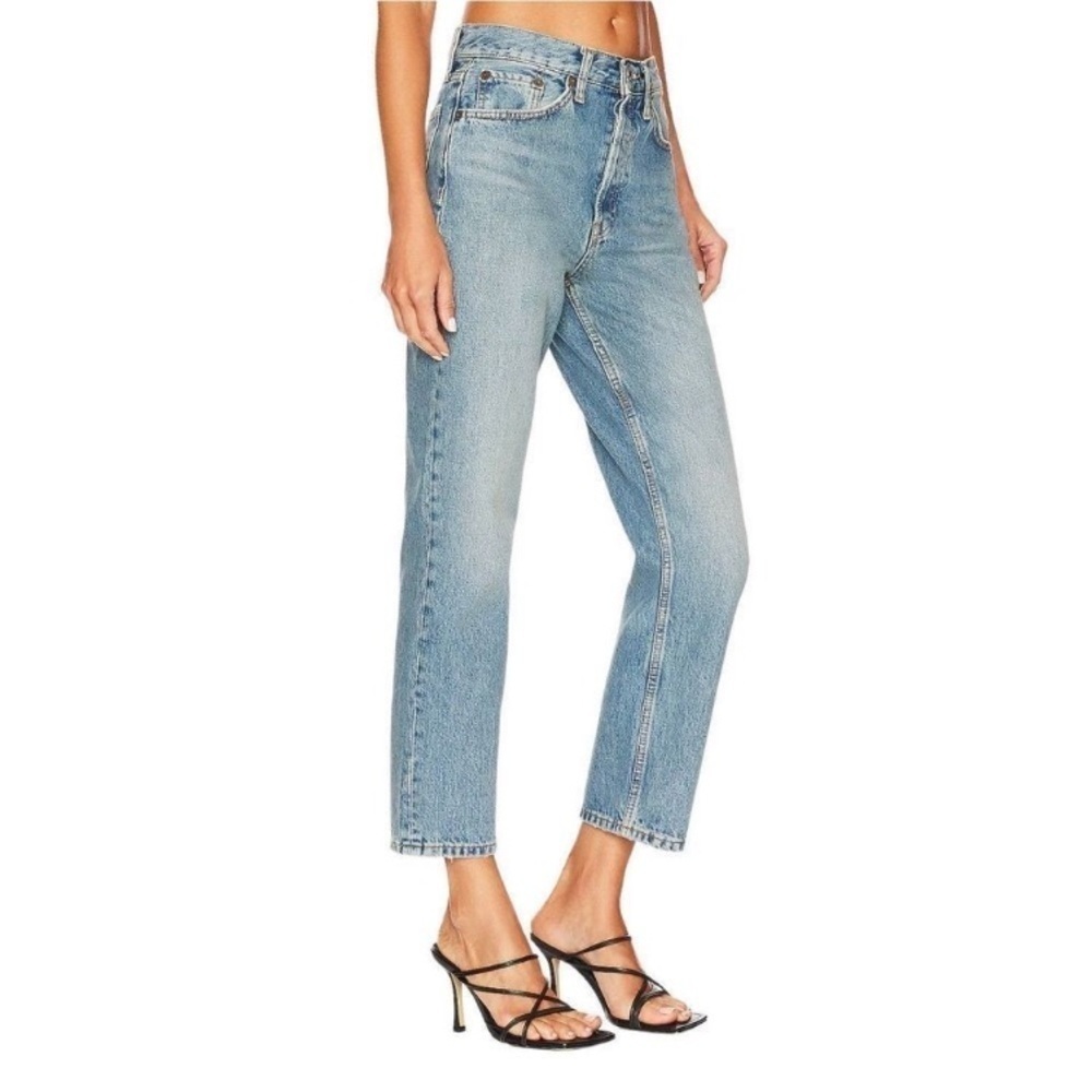 RE/DONE 70’s Stove Pipe Straight Leg Cropped Jeans NWT Medium Blue - Picture 2 of 16